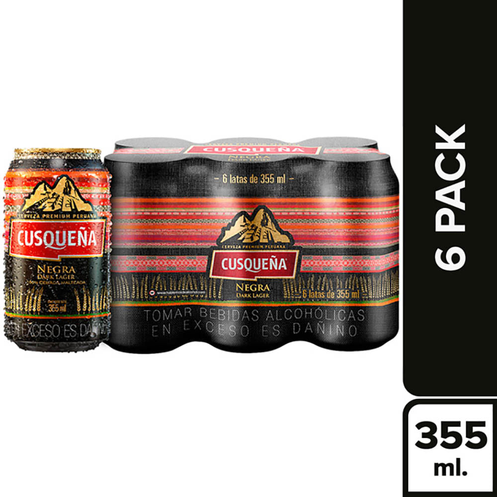 CERVEZA CUSQUEÑA NEGRA SIXPACK LT 355mL